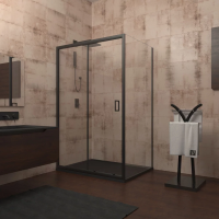 Душевой угол раздвижной прямоугольный RV046B-10570-01-C5 1050х700х1950 Цвет профиля Чёрный  Стекло Прозрачное Veconi