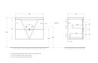 База под раковину подвесная с двумя выкатными ящиками с доводчиками VITTORIA-800-2C-SO-BL BelBagno
