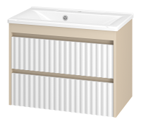 BALATON - 75 Тумба подвесная с 2 ящ., комб. бежев. + раковина УТ000023723 Brevita