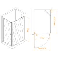 Душевой уголок RGW TN-43 (TN-03 + Z-050-2 + O-204) прямоугольный   90*120*195 54934392-11 профиль Хром стекло Прозрачное 6 мм RGW