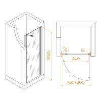 Душевая дверь Dolphin TN-03  80*195 54930308-101 профиль Хром стекло fabric 6 мм RGW