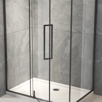 Душевой угол раздвижной прямоугольный RV034B-10090-01-C7 1000х900х1950 Цвет профиля Чёрный матовый Стекло Прозрачное Veconi