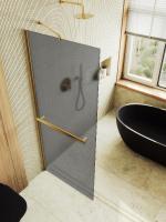 Душевая перегородка в профиле MaybahGlass 1950*690 Стекло 8 мм Графит матовый +Полотенцедержатель  Профиль: Широкий, Цвет Золото MGD-724-3ш