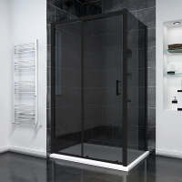 Душевой угол раздвижной прямоугольный RV055BT-14080-05-C8 1400х800х1950 Цвет профиля Чёрный матовый Стекло Тонированное Veconi
