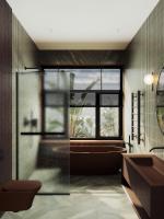 Душевая перегородка в профиле MaybahGlass 1950*790 Стекло 8 мм Сатин +Полотенцедержатель  Профиль: Узкий, Цвет Черный MGD-731-6у