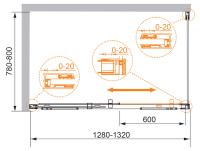Душевой уголок, прямоугольный PREMIER-SOFT-W-AH-1-130/80-C-Cr-IV 1300x800x2000 Cezares