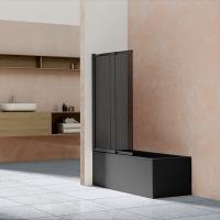 Шторка на ванну, распашная/раздвижная VSB-1E100CGB 1000х1450 профиль черный стекло тонированное VINCEA